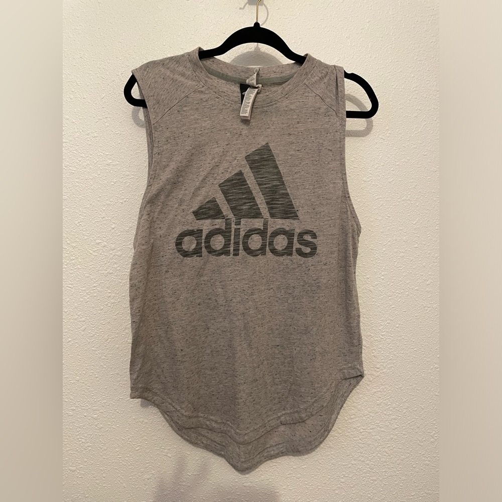 Adidas Gray Logo Sleeveless Tank Top size Small